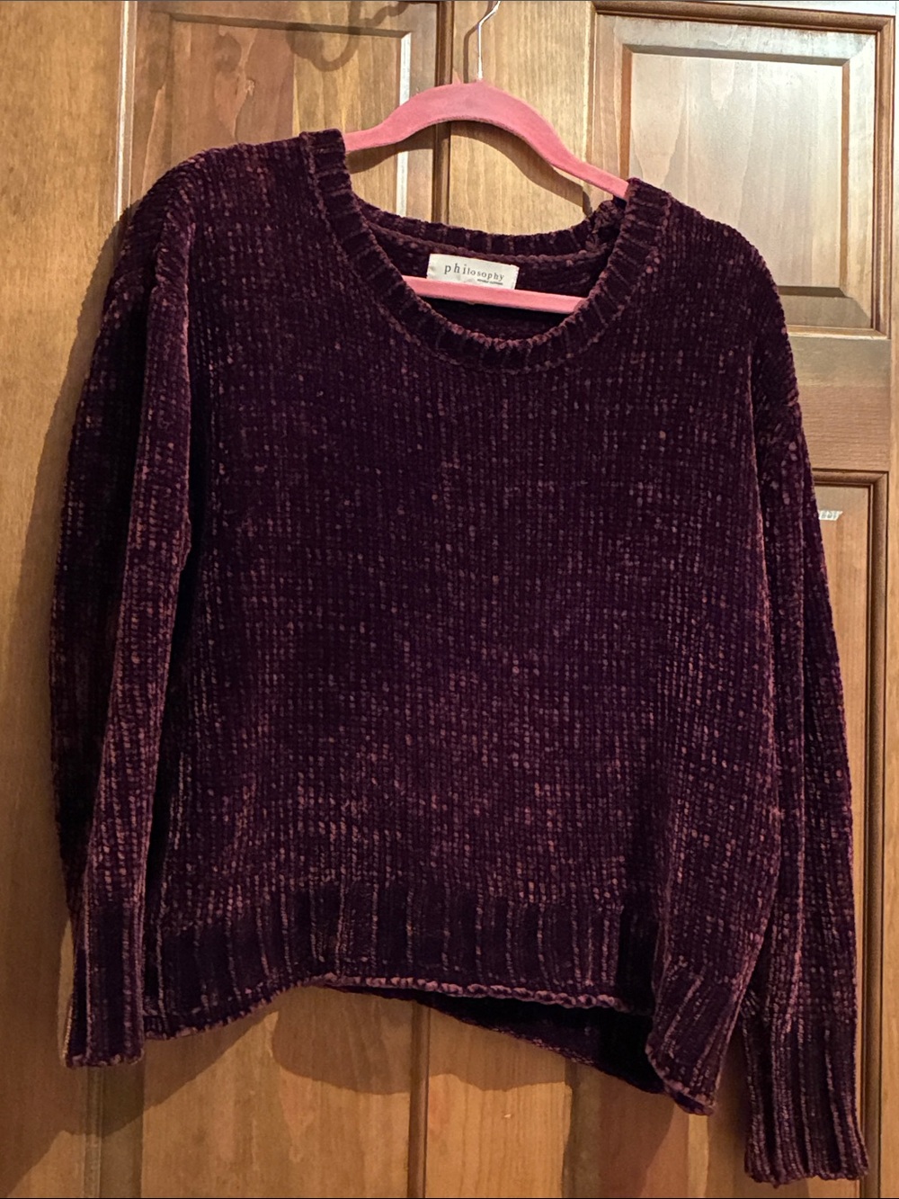 Philosophy Velvet Chenille Crewneck Sweater - Plum